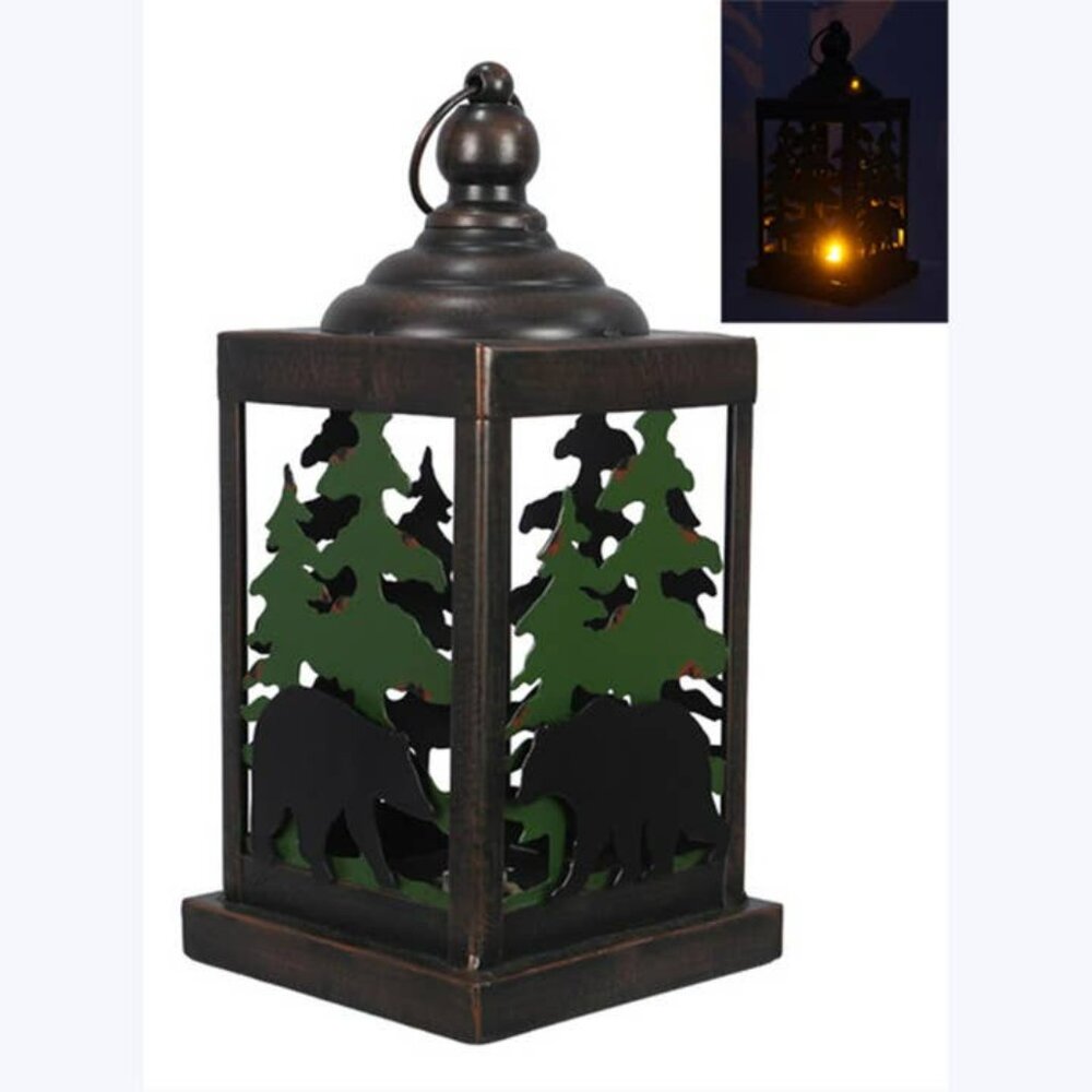 Bear and  tree  metal Lantern with battery Tea light - SALE